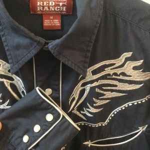 Red Ranch Men’s Western Embroidered Shirt M